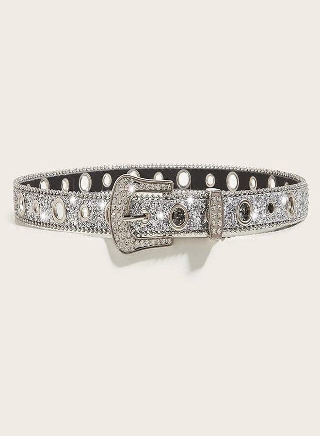 CaySep Women Men Rhinestone Belt Western Cowgirl Cowboy Bling Studded Leather Belt for Jeans Pants (suit for waist 27-39") - Image 5